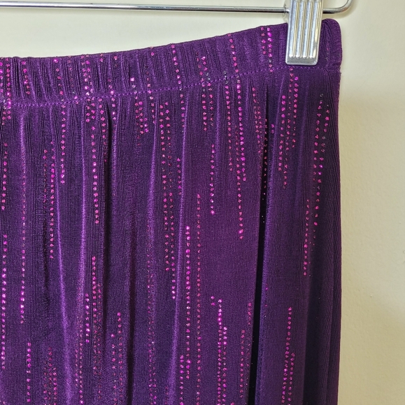 Vintage Purple Beaded Two Piece Set M Slinky Tank Midi Skirt Holiday Evening - Picture 6 of 9